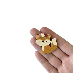Aplique Raposa Caramelo Coroa de Flores Acrílico - 2 unidades - comprar online