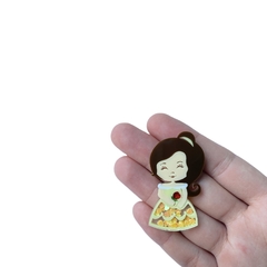 Aplique Princesa Bela Acrílico (5cm) - 2 unidades - ApliqueMe | Apliques incríveis para seu artesanato!