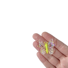 Aplique Borboleta Dupla Transparente Amarelo Neon - 2 unidades - comprar online