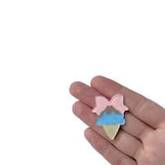 Aplique Sorvete Casquinha Azul Laço Rosa Claro Acrílico - 2 unidades na internet