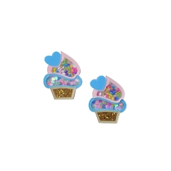 Aplique Cup Cake Rosa Claro e Azul Granulado