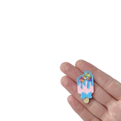 Aplique Picolé Rosa Claro e Azul Granulado Acrílico - 2 unidades - comprar online