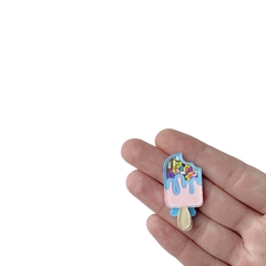 Aplique Picolé Rosa Claro e Azul Granulado Acrílico - 2 unidades na internet