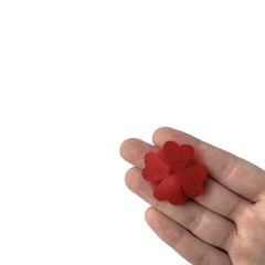 Aplique Florzinha Vermelha Pérola e Pedra Miolo - 2 unidades - ApliqueMe | Apliques incríveis para seu artesanato!
