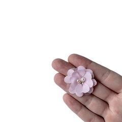 Aplique Florzinha Rosa Claro Pérola e Pedra Miolo - 2 unidades - comprar online