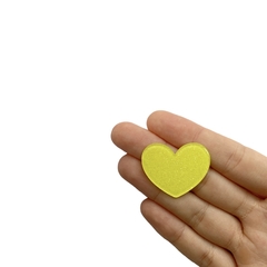 Aplique Coração Plano Brilho Grande Amarelo - 2 unidades - comprar online