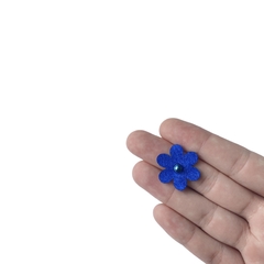 Aplique Florzinha Azul Royal Pérola Miolo - 2 unidades - comprar online