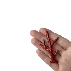 Aplique Chifre de Rena Vermelho Glitter Plástico - 2 unidades - comprar online