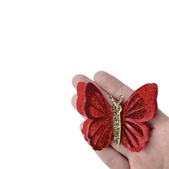 Aplique Borboleta Dupla Vermelha Glitter GG - 2 unidades - comprar online