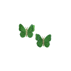Aplique Borboleta Dupla Verde Glitter