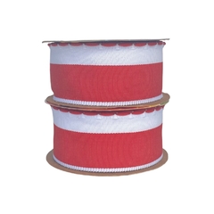 Fita Sinimbu Vermelho e Branco Borda Babadinho Cor 04 (38mm)