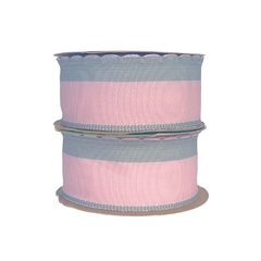 Fita Sinimbu Rosa e Cinza Borda Babadinho Cor 05 (38mm)