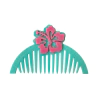 Pente Princesa Moana Verde Água com Hibisco Rosa - 1 unidade