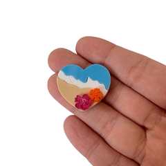 Aplique Coração com Flores Acrílico (Moana) - 2 unidades - comprar online