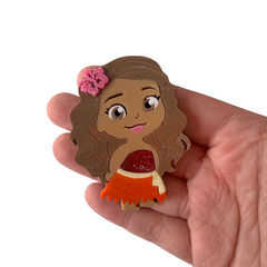 Aplique Princesa Moana Flor Rosa Curvada Acrílico - 2 unidades - comprar online