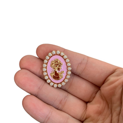 Aplique Luxo Oval Rainha Com Pérolas Rosa Claro - 2 unidades - comprar online