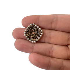 Aplique Luxo Quadrado Flor Miolo de Strass Com Pérolas - 2 unidades - comprar online