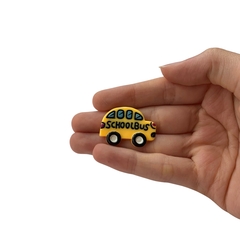 Aplique Ônibus Escolar Azul e Amarelo Resina - 2 unidades - comprar online