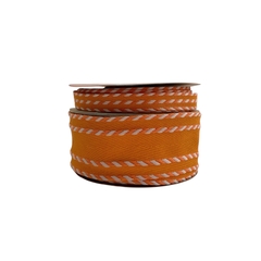 Fita Sinimbu Decorada Laranja Listrado Branco C07
