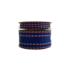 Fita Sinimbu Decorada Azul Marinho Listrado Vermelho C10