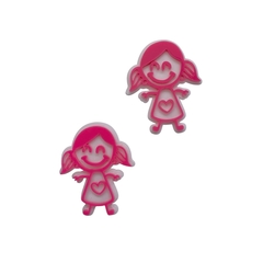 Aplique Desenho Menina Escolar Coração Rosa Acrílico