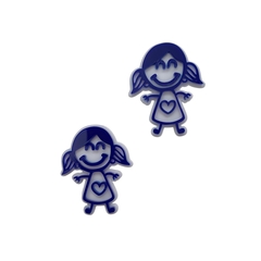 Aplique Desenho Menina Escolar Coração Azul Acrílico