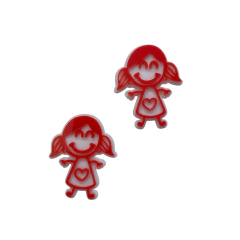 Aplique Desenho Menina Escolar Coração Vermelho Acrílico