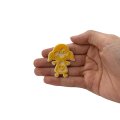 Aplique Desenho Menina Escolar Coração Amarelo Acrílico