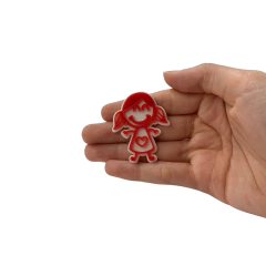 Aplique Desenho Menina Escolar Coração Vermelho Acrílico