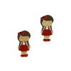 Aplique Menina Escolar Uniforme Vermelho Acrílico - 2 unidades