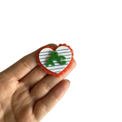 Aplique Coração ABC Borda Escalope Laranja Acrílico - 2 unidades - comprar online