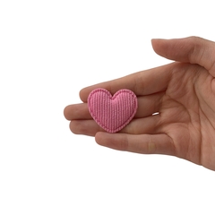 Aplique Coração Veludo Cotelê Tons Rosa - 3 unidades - comprar online