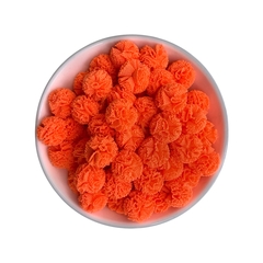 Pompom Malha Telinha Laranja Neon (1.5cm) - 10 unidades