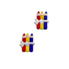 Aplique Trio Lápis Vermelho Amarelo e Azul com Laço Arredondado - 2 unidades - comprar online