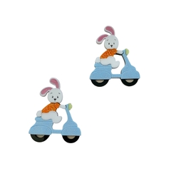 Aplique Coelhinho Motociclista Brilho Acrílico