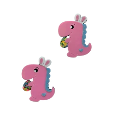 Aplique Dinossauro Coelhinho Rosa Acrílico