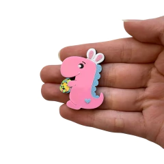 Aplique Dinossauro Coelhinho Rosa Acrílico