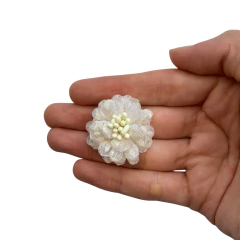 Aplique Flor Tecido Miolo Pistilo Off White - 2 unidades na internet