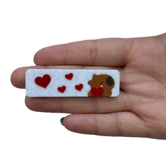Aplique Hair Clips Capivara Coração Vermelho Acrílico 