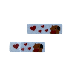 Aplique Hair Clips Capivara Coração Vermelho Acrílico 