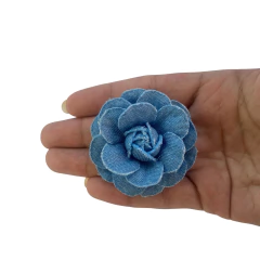 Aplique Flor de Tecido Jeans