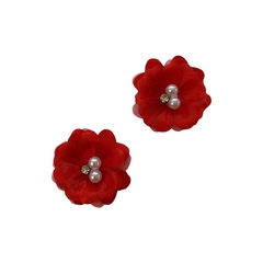 Aplique Florzinha Vermelha Pérola e Pedra Miolo - 2 unidades - comprar online