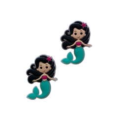 Aplique Sereia Cabelo Preto Estrela Rosa Emborrachado - 2 unidades - comprar online