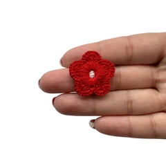 Aplique Florzinha Estilo Tricot Vermelha - 2 unidades na internet