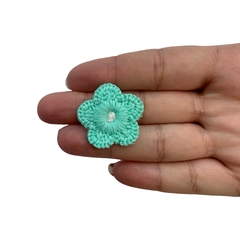 Aplique Florzinha Estilo Tricot Verde Água - 2 unidades na internet