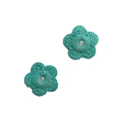 Aplique Florzinha Estilo Tricot Verde Água - 2 unidades - comprar online