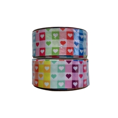 Fita Sinimbu Jeans Estampado Quadriculado Coração Colorido C32 (38mm) - 10 metros - comprar online