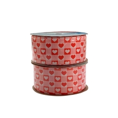 Fita Sinimbu Jeans Estampado Quadriculado Coração Vermelho C33 (38mm) - 10 metros - comprar online