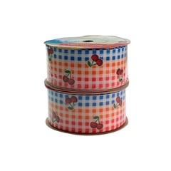 Fita Sinimbu Jeans Estampado Xadrez Cerejas C29 (38mm) - 10 metros - comprar online