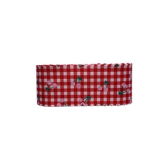 Fita Xadrez Cereja Borda Escalope (38mm) - ApliqueMe | Apliques incríveis para seu artesanato!